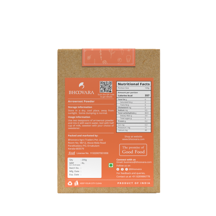Arrowroot Powder  Package Back view
