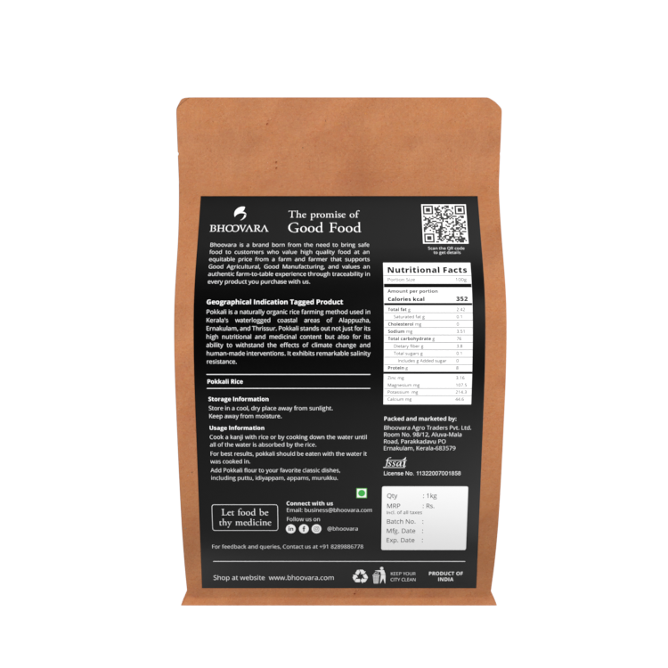 Pokkali Rice package back view
